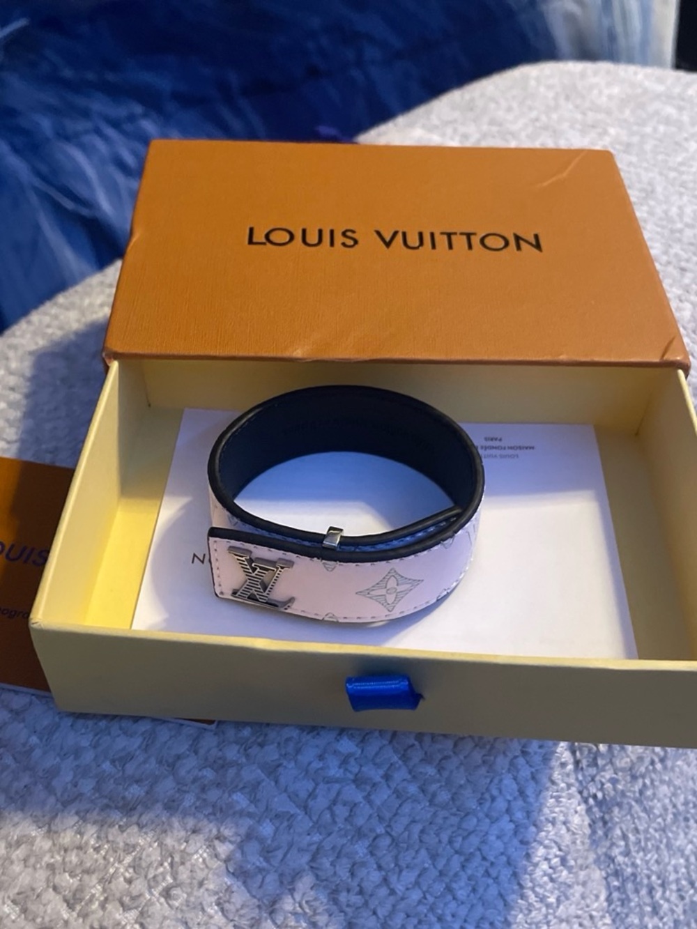 Louis Vuitton Light Pink Monogram Cuff Bracelet with Silver LV Buckle